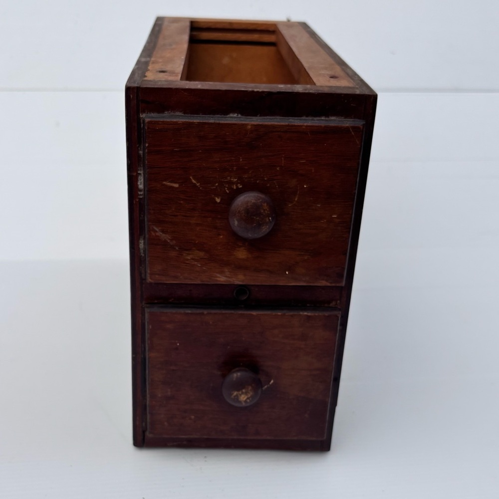 Antique Wooden 2 Drawer Cabinet Farmhouse Storage
